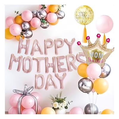 China Celebrate Mothers Day Mothers Day Gift Decoration Balloons With Happy Mothers Day Banner Foil Confetti Crown Shaped Inflatable Balloon for sale