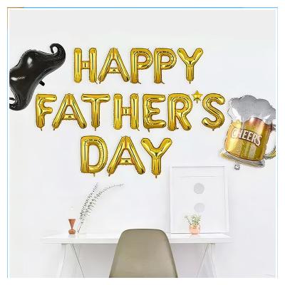 China Party Decoration Low Price High Quality Happy Fathers Day Balloon with Black Mustache and Beer Cheers for Party Indoor Home Decoration for sale