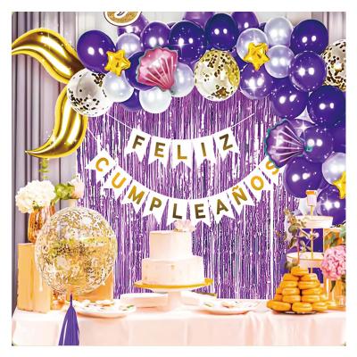 China Eco-Friendly Materials Violet Party Balloons Shiny Purple for Girls Gold Star Birthday Balloon Decoration Accessories for sale