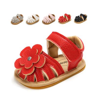 China Wholesale Anti-slippery Flower Rubber Wholesale Unique Design Summer Factory Toddler Girl Baby Infant Sandals for sale