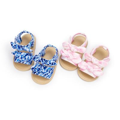 China Soft Breathable Flatbed Cotton Fabric Toddler Girl 0 2021 Summer 18 Months Baby Sandals Shoes for sale