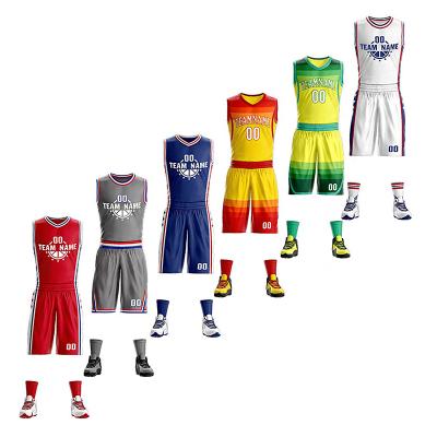 China Antibacterial custom design unisex basketball uniforms made sublimation sports mind basketball tank tops for sale