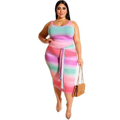 China Breathable AI83-19329 News Fashion Summer Women's Plus Size Half Bodice Vest Half Skirt Two Piece Set for sale