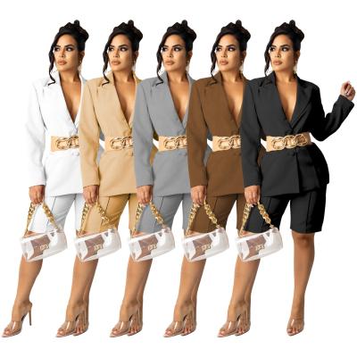 China AI58-1173 viable women fall winter clothes woman office 2 piece sets fashion uniform blazer shorts formal women clothes wholesale for sale