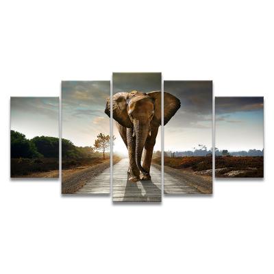 China Wholesale Modern Art Work African Elephant Wild Animal Pictures Print For Living Room Canvas Decor Wall Painting Animal Home Art for sale