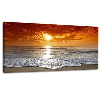 China Modern Wall Art Beach Painting Home Decor Sunset Sea Picture Print Art Work Canvas Painting For for sale