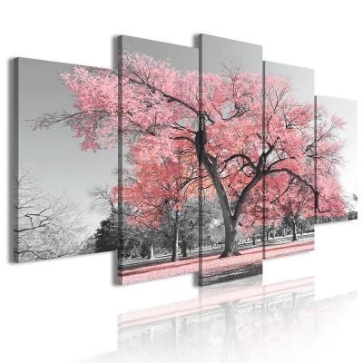 China Modern Black White and Pink Tree Canvas Prints Wall Art Home Office Living Room Decoration Landscape Wall Painting Print for sale