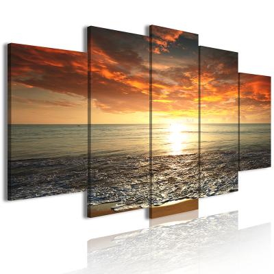 China 5 Piece Modern Sea Canvas Prin Posters Prints Custom Decoration Art Beach Painting Decor Wall for sale