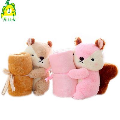 China Cute Soft Gift / Toy Plush Fleece Squirrel Shape Baby Rolling Blanket for sale