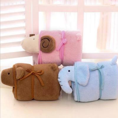 China Portable Cute Elephant Shape Plush Stuffed Blanket For Baby for sale