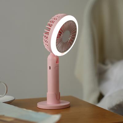 China Latest Design Beauty Sufficiency Light Portable USB Handheld Fan Mini Rechargeable Light Fan With Beauty Sufficiency Light for sale