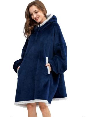 China Oversized Wearable Cover Up Hoodie For Adult Thick Sherpa Sweatshirt With Zipper Opening And Fuzzy Plush Fleece Blanket Jacket for sale