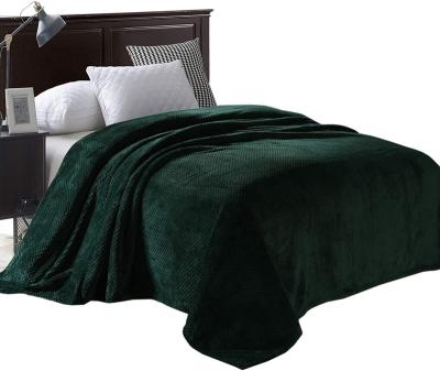 China King Size Bed Blanket (PORTABLE Waffle Fleece Blanket Forest Green 90 x 104 inches) Textured Soft Cozy Warm and Lightweight for sale