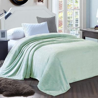 China PORTABLE Waffle Mint Green 90 x 104 Inches Fleece Blanket King Size Bed Blanket Soft Cozy Warm & Lightweight Textured for sale