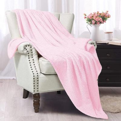 China Fuzzy Plush PORTABLE Throw Blanket Warm and Lightweight Cozy 50 x 70 Inches Waffle Fleece Blanket Textured Soft Throw Blanket for sale