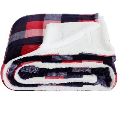 China New PORTABLE Sherpa Blanket Plush Fleece Sofa Blanket Fuzzy Matching Homewear Double Layer Fleece Sherpa Throws for Couch,Bed,Sofa for sale