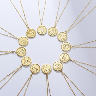 China CHUNKE TRENDY Jewelry 18K Gold Plated 925 Sterling Silver 12 Zodiac Necklaces For Women Girls Birthday Gify for sale