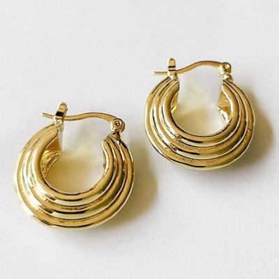 China CHUNKE TRENDY Minimalist 18K Gold Plated Stainless Steel Twisted Hoop Earrings For Women for sale