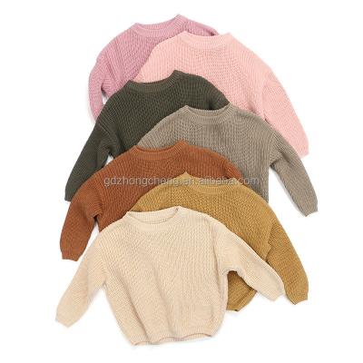 China Autumn Winter Popular Style Kids Boutique Solid Color O-neck Baby Anti-pilling Knit Sweater for sale