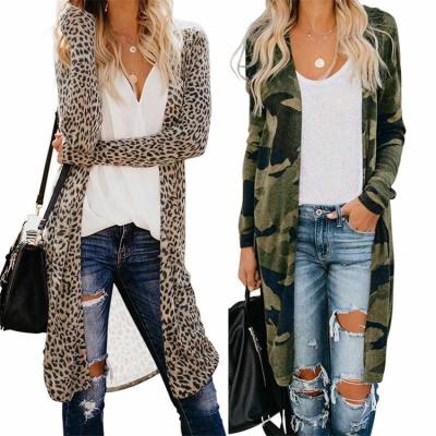 China 2021 Anti-wrinkle Style Manufacturer Fall Winter Casual Warm Leopard Mujeres Knit Maxi Long Cardigan For Woman for sale