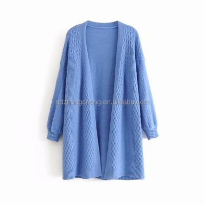 China Retro Autumn And Winter New Coarse Anti-wrinkle Twist Cardigan Loose Mid Length Sweater Wool Knitted Jacket Women for sale