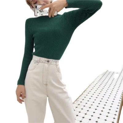 China Anti-wrinkle Custom Design Long Sleeve Pullover Knitted Turtle Neck Women Sweater For Ladies for sale