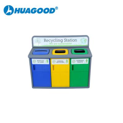 China Factory direct sales good quality blow molding waste bin set viable colorful easy separation trash can for sale