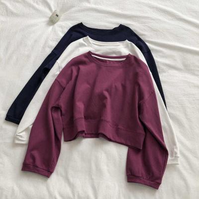 China Breathable Wholesale Streetwear Sweatshirts Women Long Sleeves Casual Crop Top Gym Wear for sale