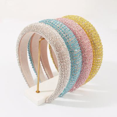 China Handbands For Women Fashion Baroque Style Full Rhinestone Sponge Sponge Headbands Cross Snap Hairband Hairband Hair Accessories for sale