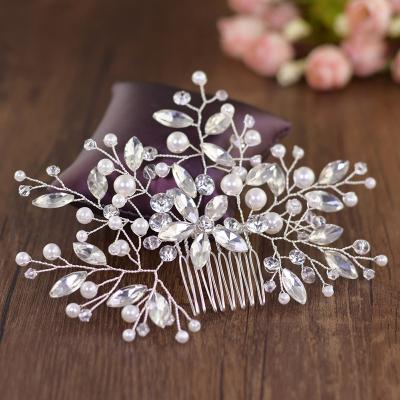 China 5.Handmade Bridal Hair Jewelry Crystal Hair Jewelry With Metal Wedding Bridal Hair Jewelry Comb for sale