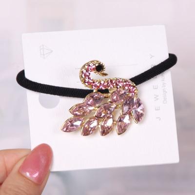 China Lady Headwear Headrope Luxury Wholesale Rhinestone Tied Adult Hair Ties Of A Fashion Hair Swan Elastic Band for sale