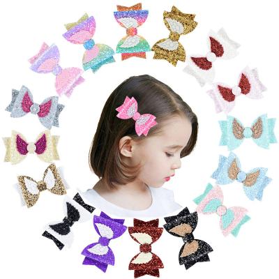 China Hair Bows Leather Hairpin Glitter Hair Bows For Baby Girls Pencil Back To School Glitter Bow Hair Clips Accessories Kids for sale