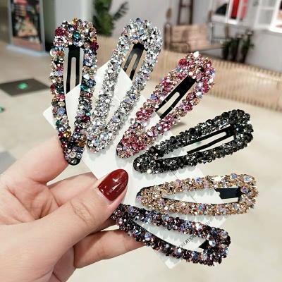 China Hair Accessories For Women Insti Rhinestone Hair Clip Diamond Hollow Rhinestone Fak Colorful Hair Clip Geometric Hair Accessories For Women for sale