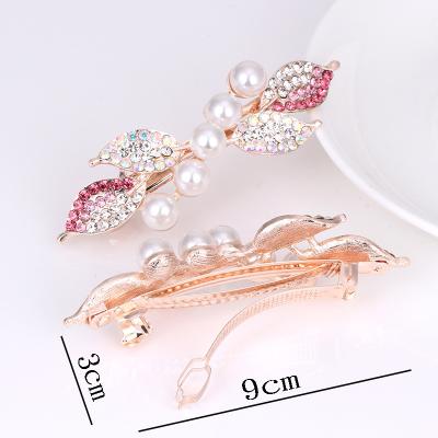 China Korean Simple Hair Bow Women's Hair Clip Horizontal Pony Tail Hair Spring Clip Flower Spring Clip for sale