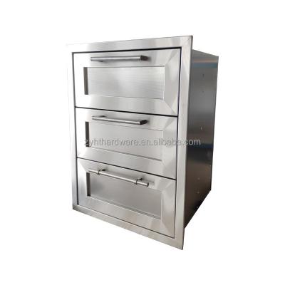 China Dustproof Integrated Components GRILL Triple Island Cabinet Stainless Steel Drawer for sale