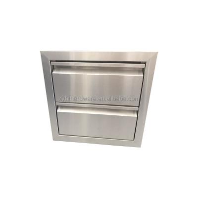 China Dustproof Integrated Components GRILL Island Cabinet Stainless Steel Double Drawer for sale