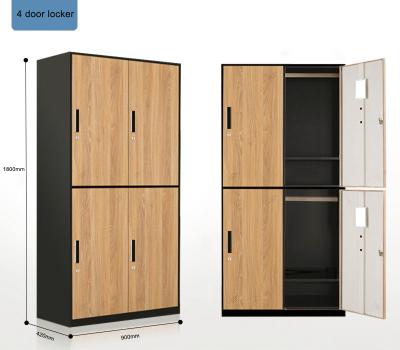 China (Size) Tengle Adjustable Hot Sale Wood Grain Transfer Locker Printing Storage 4 Door Steel Locker for sale