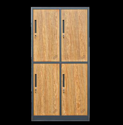 China Adjustable Steel 4 Door Wooden Door Grain Transfer Design Personal Use(Size) Wardrobe With Shelves For School for sale