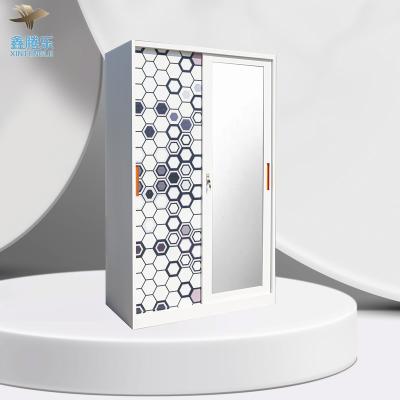 China 2022 Tengle Promotion Girl's Bedroom Armoire Mirror Sliding Door Expandable Storage Painted Wardrobe Cabinet New for sale