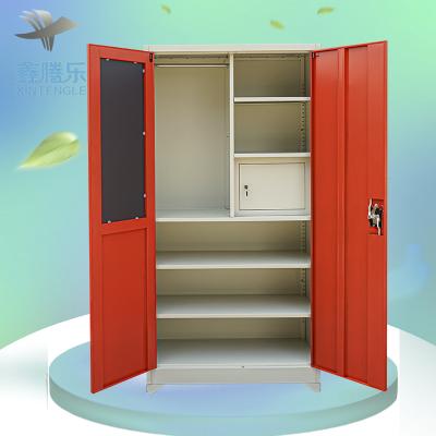 China ISO Certificate Swing Door Wardrobe Almari Steel Convertible Hot Selling Military Locker With 2 Doors for sale