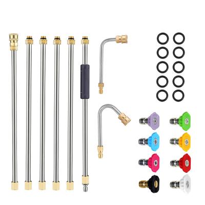 China Stainless Steel Pressure Washer Extension Wand Rise Power Washer Lance with Spray Nozzle Tips, 30.90 Curved Rod, 1/4' Quick Connect for sale