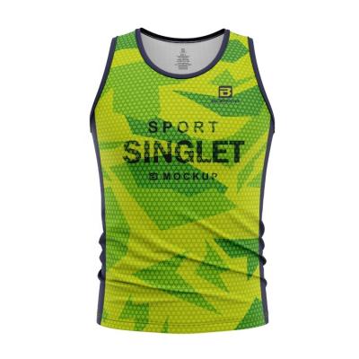 China QUICK DRY Polyester Running Singlet Training Fitness Wear Men Beach Top Men for sale