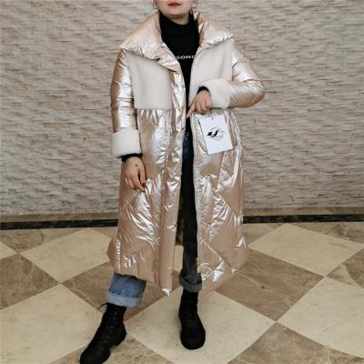 China New Factory Breathable Trend Cheap Price Lamb Wool Down Coat Women Long Warm Down Coat for sale