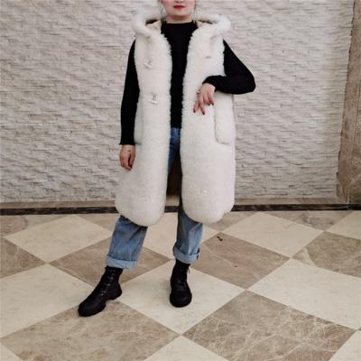 China Good Quality Manufacturing Iceland Lamb Fur Sweater Cool Breathable Women Vests White Long White for sale