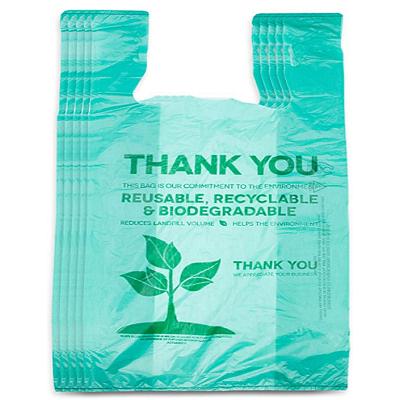 China Competitive Price 100% PLA T-shirt Vest BIODEGRADABLE Compostable Packaging Bags Biodegradable Shopping Bags for sale