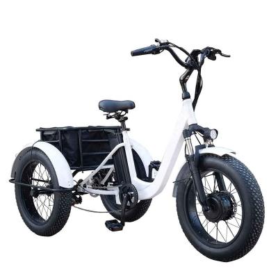 China China Factory 7 Speed ​​Aluminum Alloy White 26 Inch 36V 250W 3 Wheel Fat Tire Electric Bicycle With Basket for sale