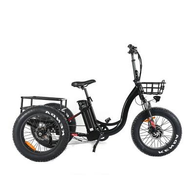 China Front Hub Motor 3 Wheel Home Service Black Cargo Aluminum Alloy Fat Tire 13Ah Battery 500w 48V Electric Bike for sale