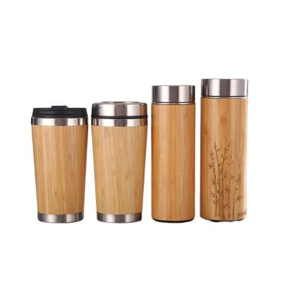 China Doyoung Eco Friendly PORTABLE Stainless Steel Double Wall Vacuum Insulated Bamboo Flask Thermos With Custom Logo for sale