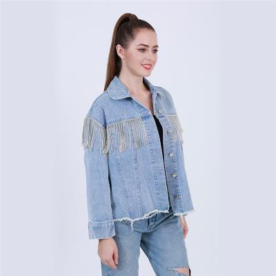 China Hot Selling Designer Custom Made Tassel Women 'S Tender S Jean Jackets Breathable Apparel for sale