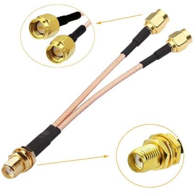 China SMA Female to 2 SMA Male RF Coax Crimp Adapter RG316 Extension FPV Antenna Cable for in -40- 85°C Temperature Range for sale